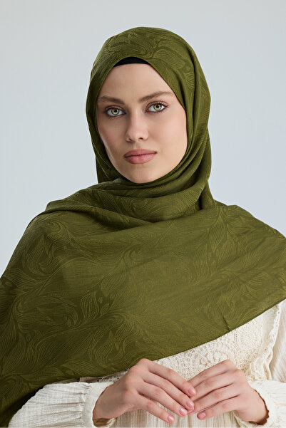 CHALE Floş Pamuk Şal / Lace of Leaves Collection- Berry Lace