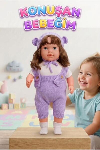 Tıfıl Toys Konuşan Bebeğim 60 cm Türkçe Konuşan Örgü Tulum ve Şapkalı Kafası ...