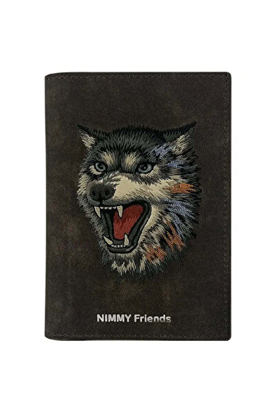 Nimmy Husă pentru pașaport/portofel Raptor Wolf - maro