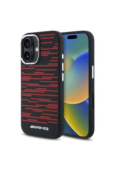MERCEDES Husă AMG din silicon cu grafică MagSafe pentru iPhone 16 - negru