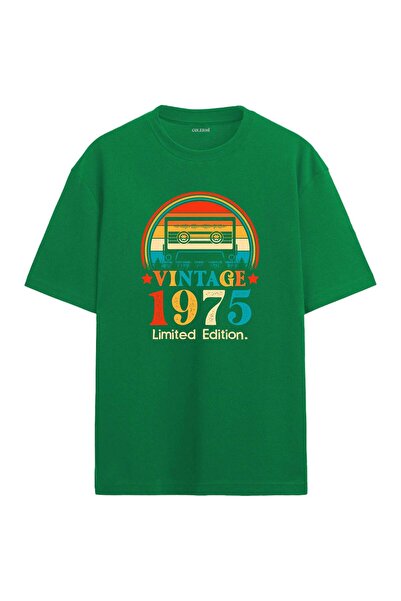Colermi تي شيرت 1975 Mixtape ذو ياقة مستديرة ومقاس كبير بتصميم عتيق