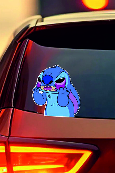 ESLEM Stitch Araba Camı Sticker 2 Adet Kızgın Esprili Çizgi Film Karakteri Ko...