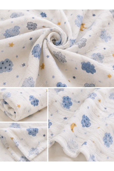Çınar Ev Tekstil 100% Cotton Muslin Baby Blanket 80X70 cm Cloud Patterned – B...