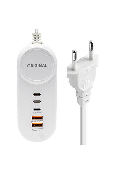 Rabelix Online Marketing 2 Type-C + 2 USB-A Hızlı Şarj Adaptörü PD Lightning Destekli 35W Type-C 18W USB Çoklu Şarj Cihazı
