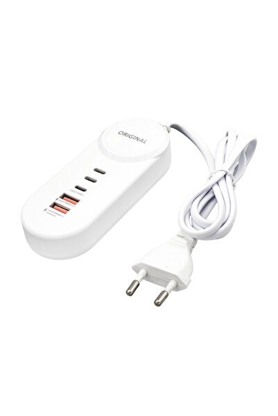 Rabelix Online Marketing 2 Type-C + 2 USB-A Hızlı Şarj Adaptörü PD Lightning Destekli 35W Type-C 18W USB Çoklu Şarj Cihazı