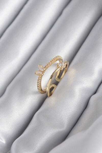Generic Brand Brass Gold Color Zircon Stone Detail Butterfly Model Women's Ring