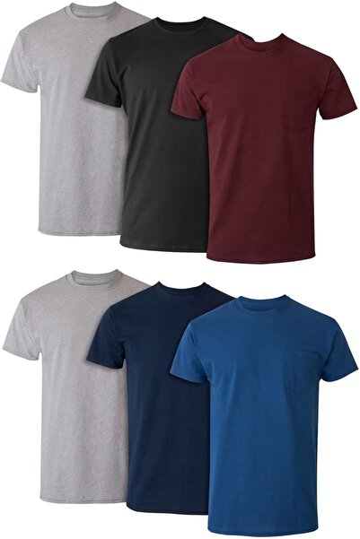 HANES Men's ComfortSoft Tagless Pocket T-Shirt, with 6 pieces for underwear