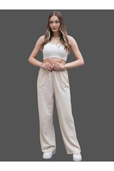hies PANTALONI DE VARĂ DIN IN, CU TALIE ÎNALTĂ, CU ȘNUR ELASTIC LA TALIE, TĂI...