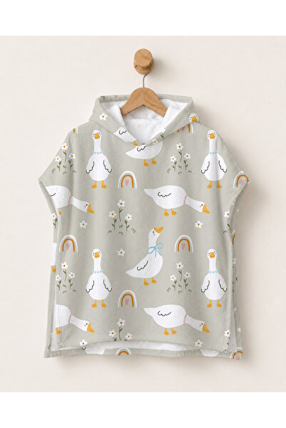 milroma Duck Patterned Children's Poncho Towel Hooded Sea Beach Pool Poncho