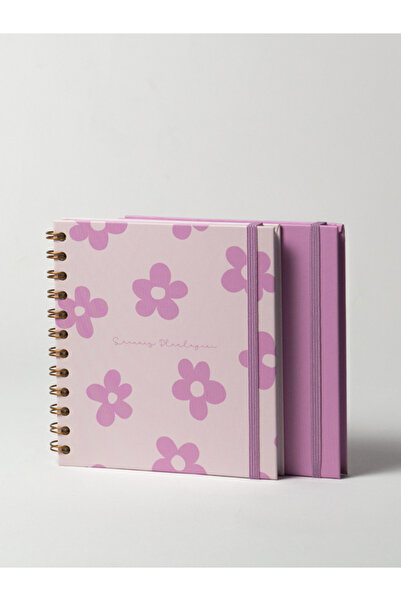 Papacasso Pembe Çiçek Desenli Günlük Planlayıcı Defter – Spiralli Ajanda, Las...
