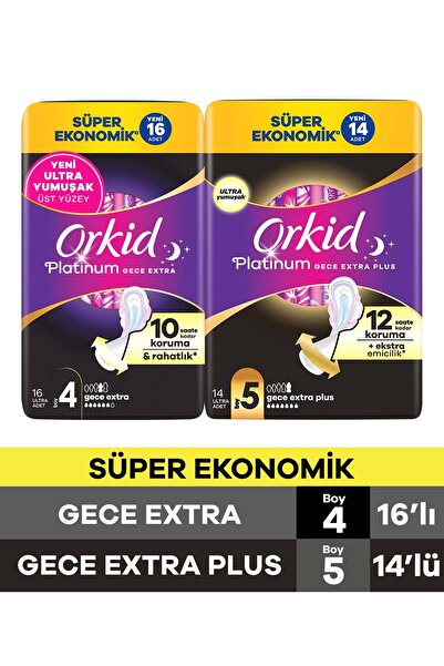 Orkid Platinum Gece Extra (Boy 4) 16 Adet + Gece Extra Plus (Boy 5) 14 Adet E...