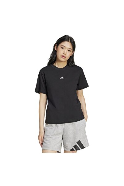 adidas Tricou de damă din bumbac, cu mânecă scurtă, cu logo mic, esențial, mă...