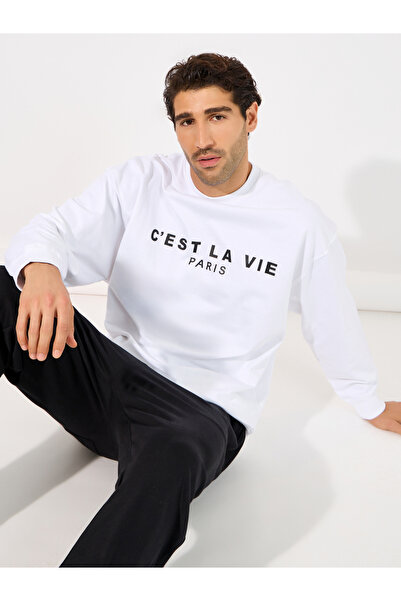 Styli Text Print Detail Boxy Fit Sweatshirt