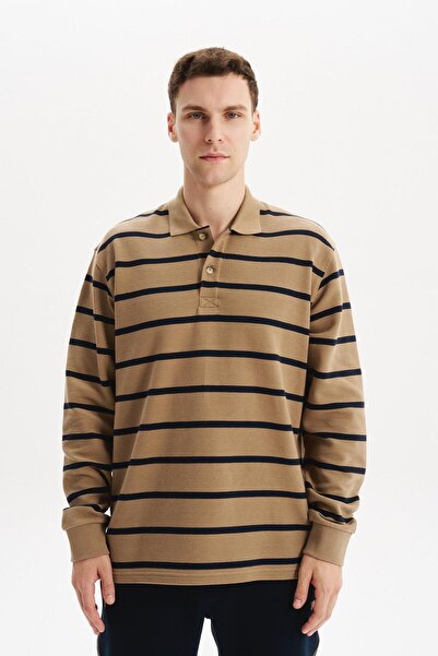 Arma Ar-Ma Men's Polo Collar Sweatshirt, Unprinted, Striped, Buttoned, Withou...