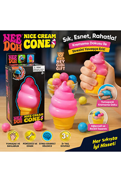 HEY GİDİ GİFT NeeDoh Nice Cream Cone Squishy Oyuncak Stres Topu – Yumuşak Sık...