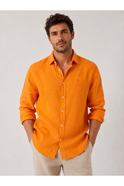 Fitmens Slim Fit Long Sleeve 100% Linen Breathable Fabric Men's Shirt with Gi...