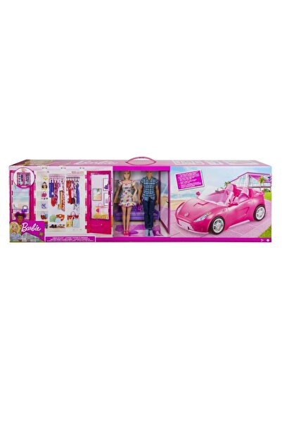 Barbie Set de joaca cu 2 papusi si Ken, Dress Up and Go Closet, GVK05