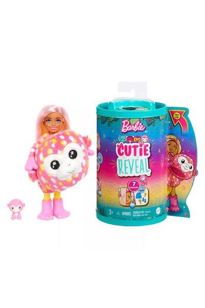 Barbie Papusa Chelsea, Barbie, Cutie Reveal, Maimutica, 7 surprize, HKR14