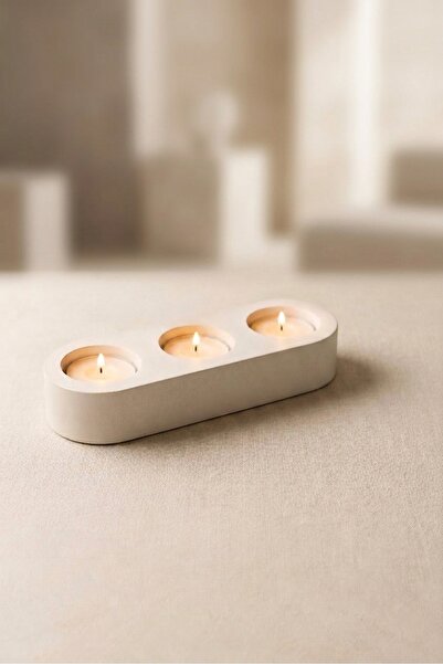 ACELEYOLLA 3'lü Beton Tealight Mumluk – Dekoratif Mumluk