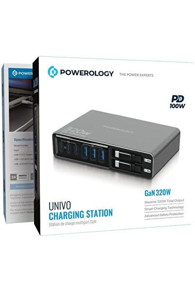 Powerology محطة شحن يونيڤو بي دي 100 واط باللون الأسود