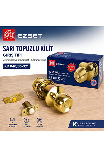 KARAPOLAT Kale Ezset Sarı Topuzlu Kilit Giriş Tipi