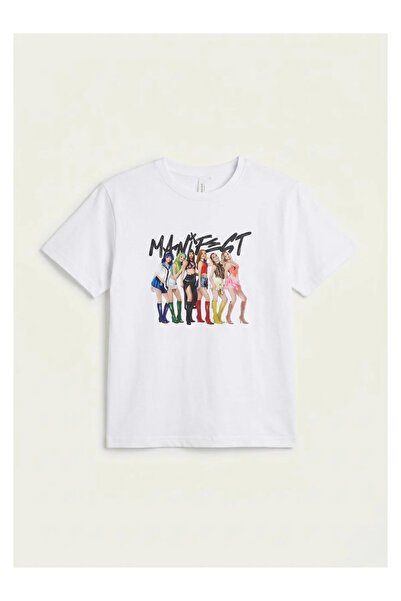 kidstalya Manifest Printed Girls' Tshirt - White