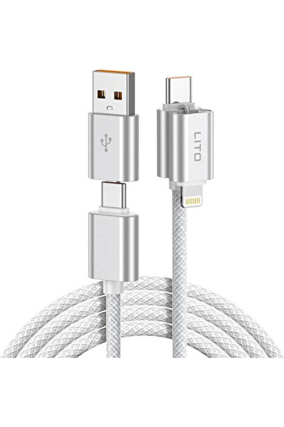 Lito Μαγνητικό Καλώδιο USB σε Lightning / Type-C 5Α Λευκό