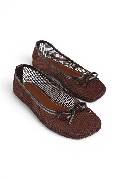 luuq shoes BEKY Γυναικείες διχτυωτές μπαλαρίνες με λεπτομέρεια φιόγκου
