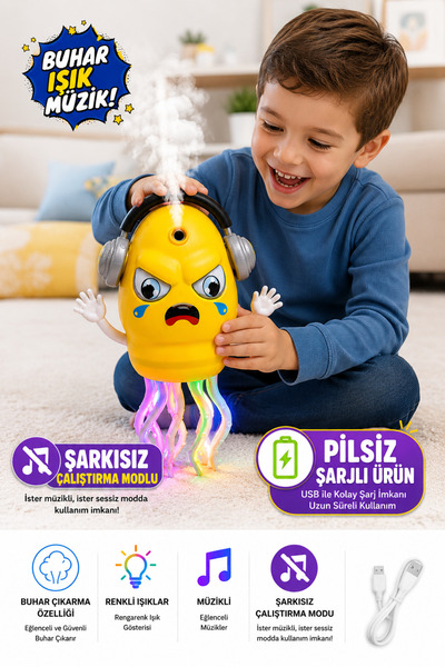 Realx Oyuncak Dans Eden Ahtapot Kali Buhar Çıkaran Müzikli Işıklı Oyuncak