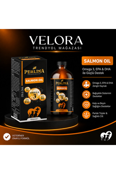 VELORA GRUP Perlina Salmon Oil Kedi ve Köpekler İçin Omega 3 Somon Yağı Takvi...
