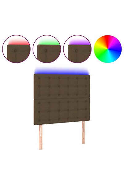 vidaxl Tăblie de pat cu LED, maro închis, 100x5x118/128 cm, textil