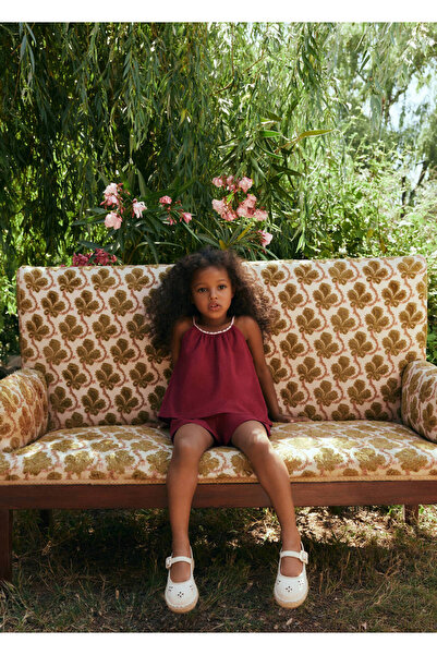 MANGO Baby İşleme detaylı pamuklu keten bluz