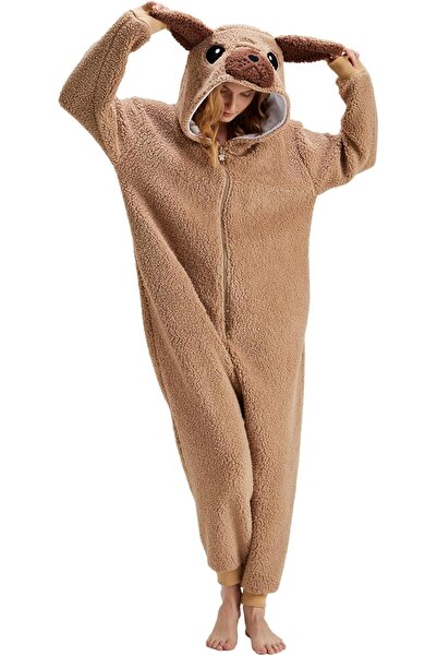 OEM Salopetă tip Onesie Costum Cățeluş Mops Kigurumi Moale și Confortabilă Bej L