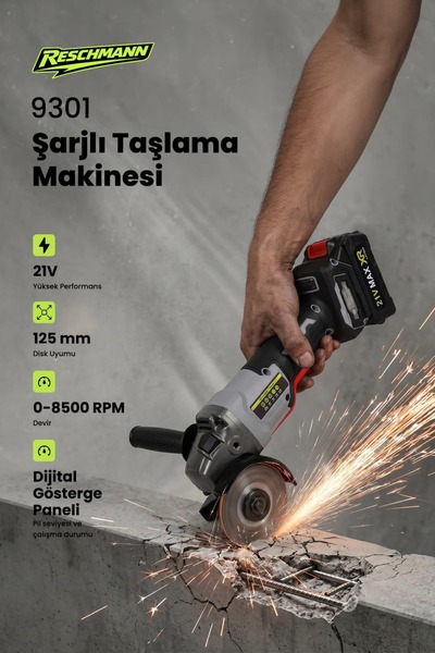 RESCHMANN RES-9301 Profesyonel Akülü Köşe Taşlama (21V - 125mm - Brushless)