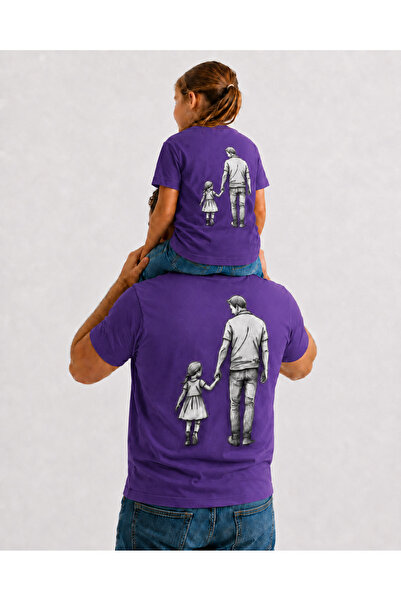 VODEXA Tricou supradimensionat pentru tată și fiică, cu imprimeu pe umăr (Vân...