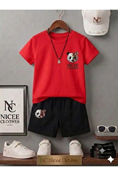 NC Nicee Clothes LETNJA DEČJA MAJICA I KRATKE HLAČE UNISEKS (MALA PANDA NA LE...
