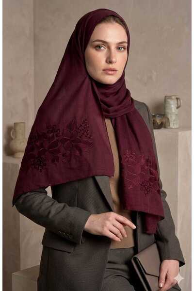 Veil Designer طرحه روز طبقتين بتطريز علي الطرفين قماش بوال ياباني 190*60