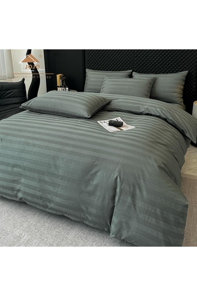 JOJO HOME Lenjerie de Pat 100% Bumbac, Damasc Deluxe Hotelier, 6 Piese, Cearc...