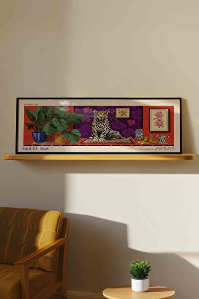 Buka Shops Wild at Home Leopar Maksimalist Panoramik Çerçeveli Tablo