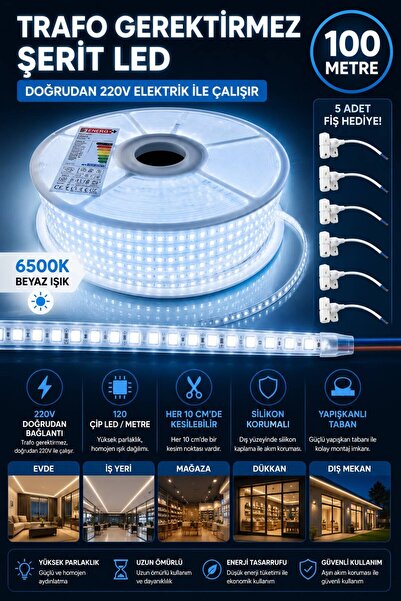 Noas 220V ŞERİT LED BEYAZ IŞIK - 100 MT