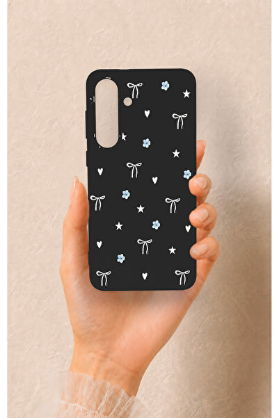 Vip Case Samsung S25Fe Uyumlu Mini Fiyonk Siyah Desenli Silikon Kılıf