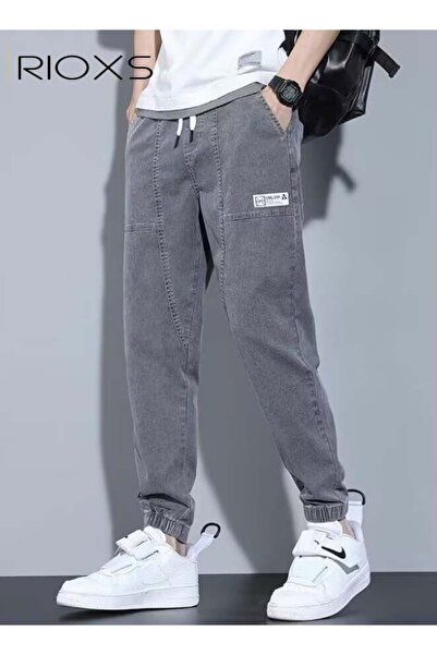 RIOXS Mens Denim Pants, Elastic Waist Downstring Pants For Men, Stylish Versa...