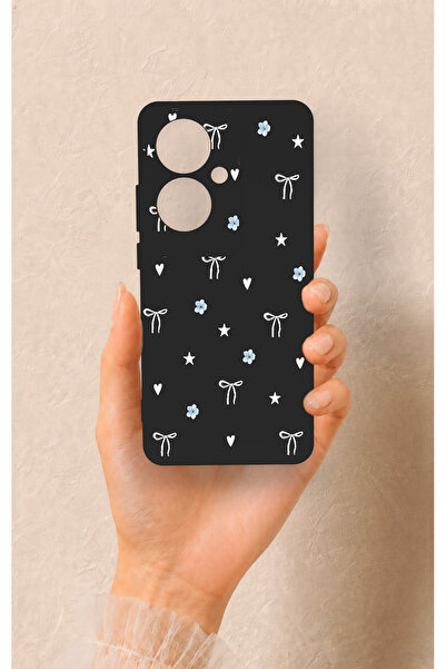 Vip Case Oppo Reno 11F Uyumlu Mini Fiyonk Siyah Desenli Silikon Kılıf