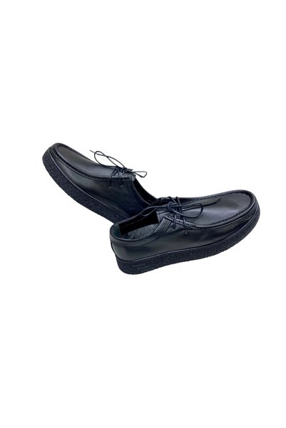 SULA Men's Two-Lace Leather Shoes with Black Leather Lining and Stitched Poly Sole