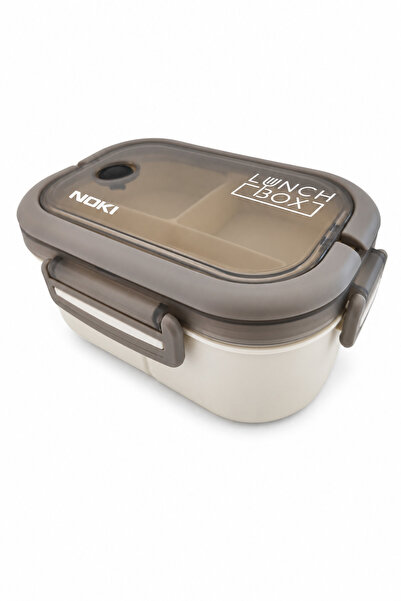 Noki Luxury Plastik Lunch Box Krem Taşıma Kulplu Beslenme Kabı