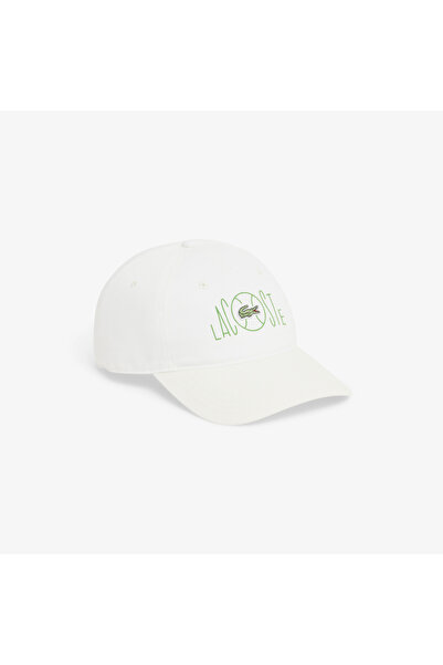 Lacoste Unisex Baskılı Beyaz Şapka
