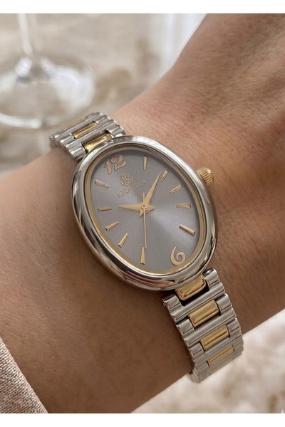 Homies Women's Silver Gold Metal Cord Oval Case White Dial Wristwatch with 2 ...