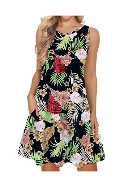 OEM Women's Summer Swing Tank Dress Beach Holiday Cover-Up with Pockets – Ass...