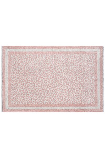 Vivense Moretti Nordi Leopar Desenli Makine Dokuma Halı, Pembe, 77x150