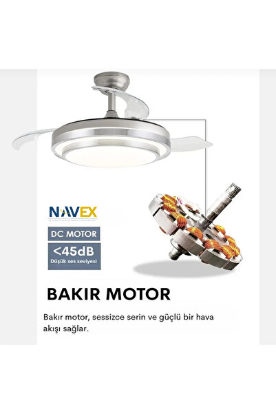 NAVEX -S Gizli Kanat Tavan Vantilatörü 106 cm